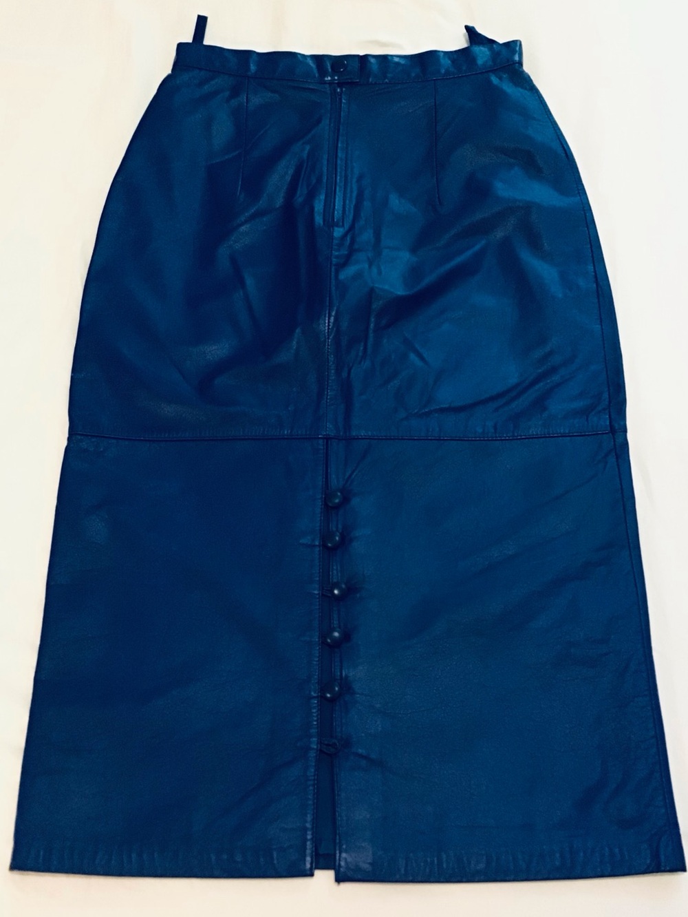 Blue soft Leather Vintage Skirt